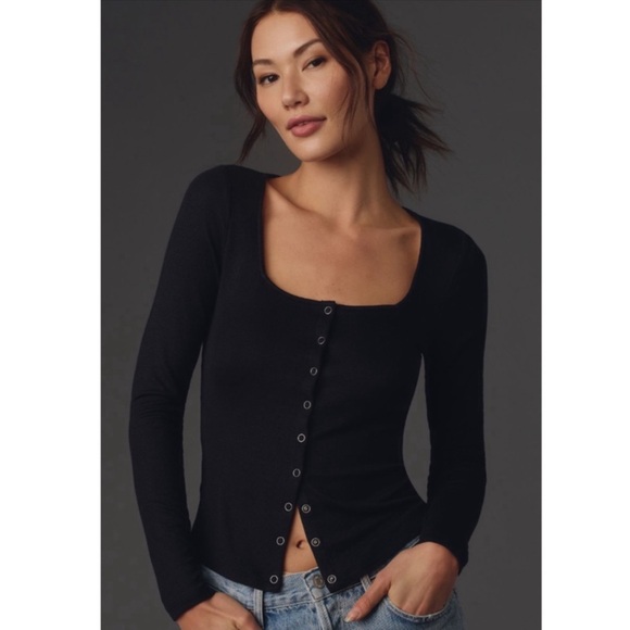 Anthropologie Tops - NWT Anthropologie Maeve Square Neck Button Front Cardigan Top